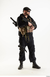 Whole Body Weapons-Rifle Man Pose with machine rifle White Army Athletic Bearded Studio photo references